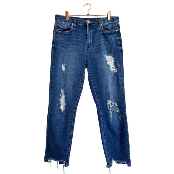 Blank NYC Distressed High Rise Jeans Ankle Length Cotton Blend Destroyed Size 29 - Picture 1 of 9